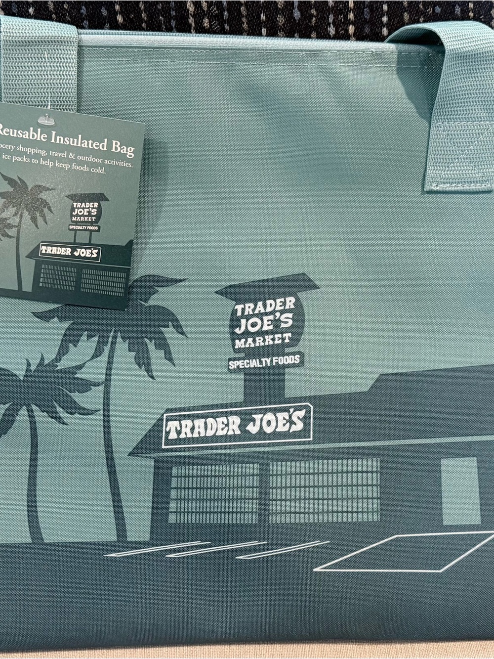 Light Blue Insulated Reusable Trader Joeโs Tote Bag Shopping,Travel & Outdoor